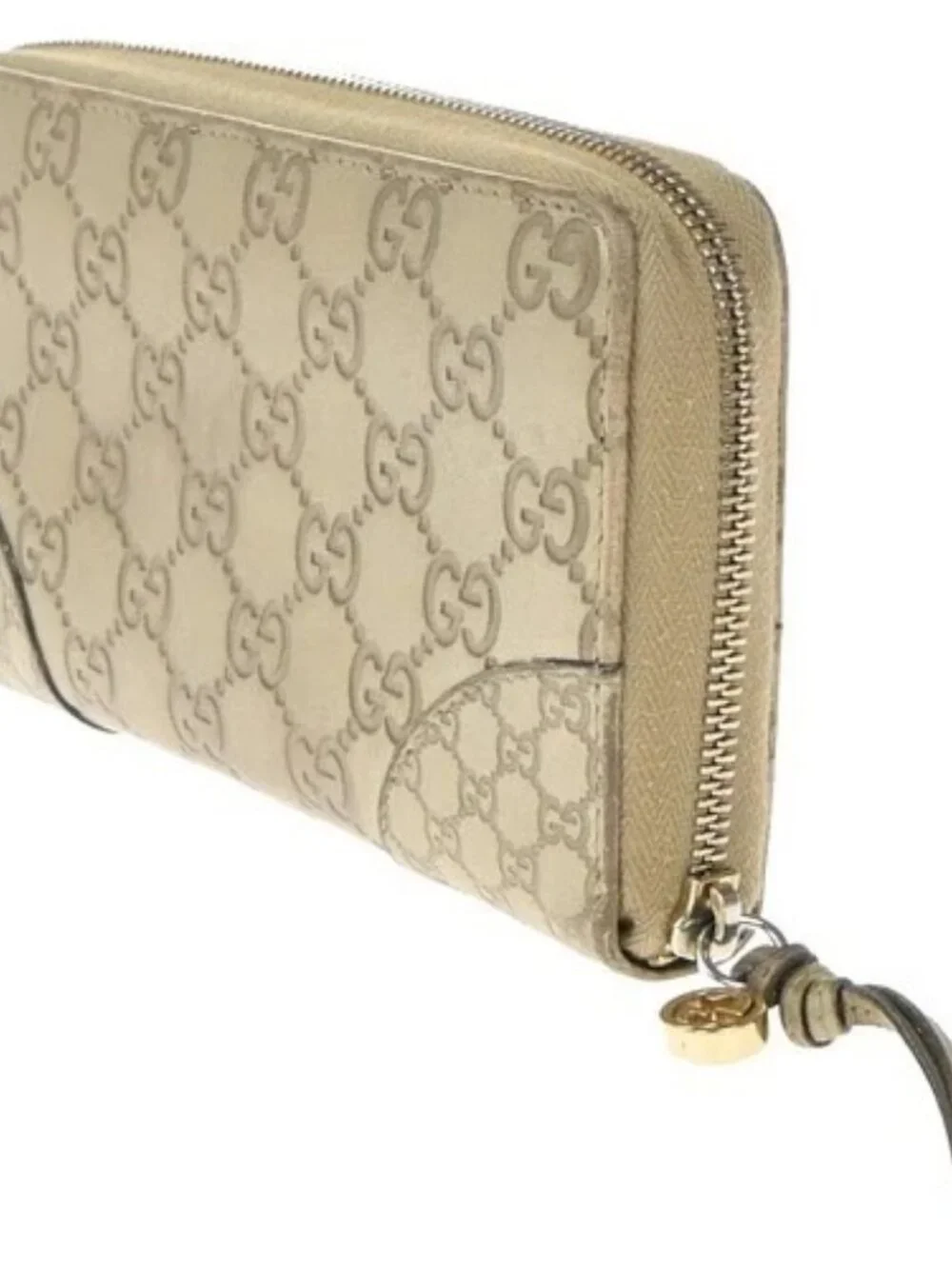 GUCCI Logo Guccissima GG Pattern Long Zipper Wallet Leather Beige GHW 09KP533 - Picture 4 of 14